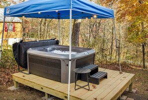 Relax in the bubbly hot tub