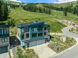 Aerial of home in summer time.  Great hiking and biking