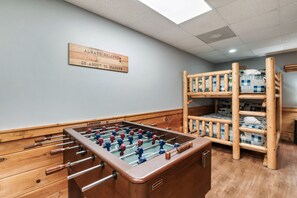 Newly added foosball table for some action packed fun.
