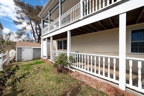 Lower level has an exit from the family room.