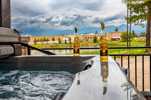 4 person hot tub on our private outdoor patio