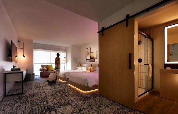 2 Queen beds
