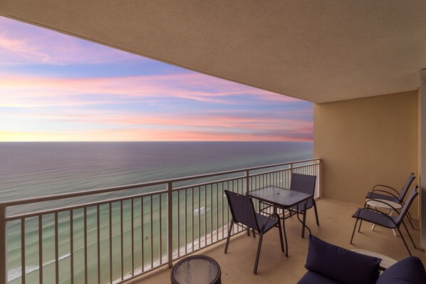 Watch the beautiful sunset from our balcony