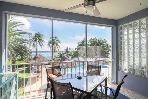 Pool and beach view patio