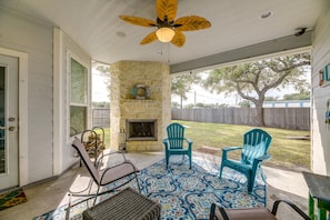 Covered Patio | Outdoor Fireplace (Wood Provided) | Private Yard