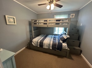 Twin bunk over Full bed
trundle twin bed available as well. 