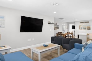 Flat screen 70 inch smart TV in living room