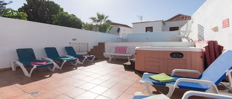 Terrace with Jacuzzi and private heated pool