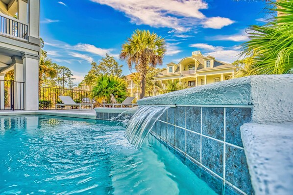 Heated Pool with Waterfall