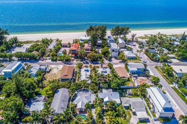Aerial - walk to beach 