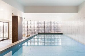 Head to the first level and you can swim laps in the heated indoor pool.