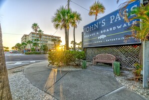 John's Pass Village directly across the street