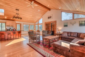 Upstairs: Entire Floor view. Living Room/Kitchen/Dining Room