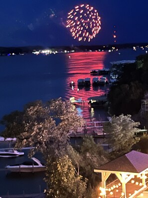 Magnificent views of fireworks from the deck.