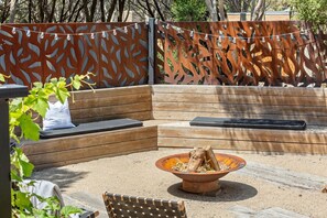 Backyard firepit area