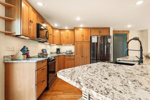 Kitchen with new granite countertops