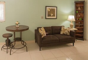 The dining area and living room