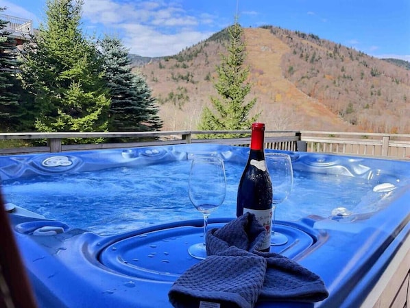 Enjoy the views of Bear Mountain directly from the hot tub!