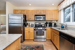 Our Kitchen is fully equipped with any of the tools you may need to cook your favorite meals during your stay.