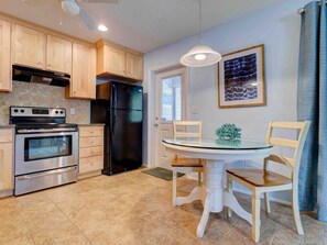 Entrance into the kitchen and dining area. 