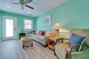 Living room to the front door