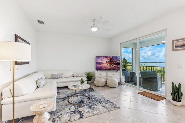 Living Room opens to views of the Golf Course