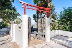 Zen Villa Gate that leads you down to the Front Door, Extra Parking for 2 Cars