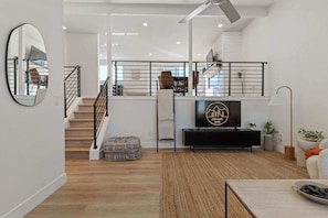 When you enter, you are in the living room.