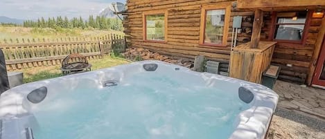 Relax under the stars in the new hot tub!
