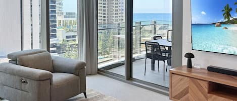 Ocean views from the living room and balcony