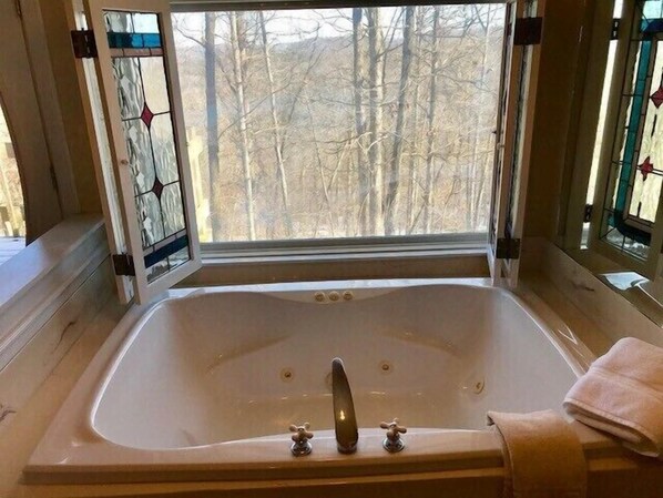 Jacuzzi tub with a view.