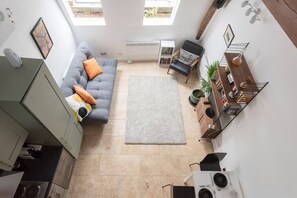 Birdseye view of the living area from upstairs 