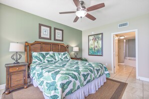 King size bed in the master bedroom
