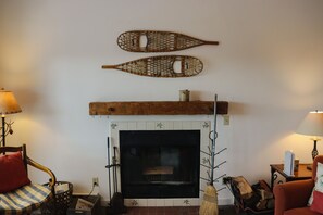 Warm up by the wood fireplace after a day on the slopes!