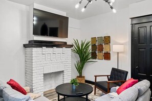 Welcome to our living room, where comfort meets style! Designed for relaxation and ideal for those seeking a long-term retreat. Your perfect space awaits!  #HomeAwayFromHome #LongTermStay