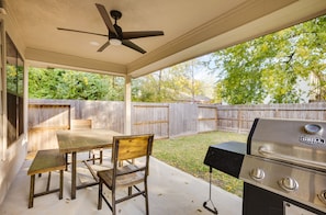 Private Backyard Area | Covered Patio | 2 Mi to Lake Conroe
