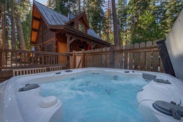 Private, year-round and top of the line hot-tub right off the deck in fenced in yard.
