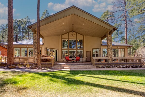 Beautiful outdoor space in the backyard. Enjoy sitting by the firepit outside.