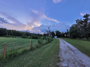 driveway leading to the tiny house