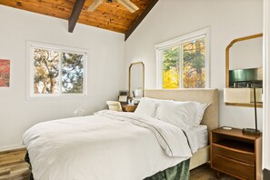 Primary bedroom with an Avocado brand European pillow top mattress.