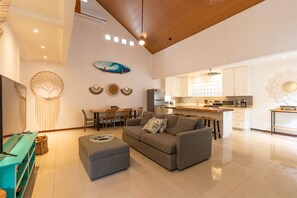 Open kitchen and living area