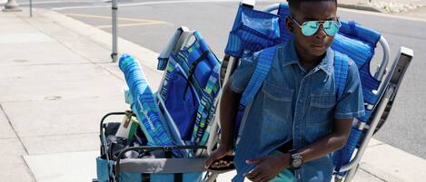 We provide beach gear for your convenience.
