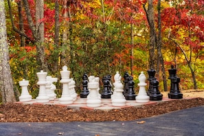 Giant chess sitting just outside our front door offers a bit of fun and mental stimulation. You won't be bored here at Songbird at the Summit!