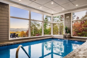 Our extra large 22 x 13 ' saltwater pool overlooks the Smoky Mountains with incredible views. Pool temp is set to 83-85 degrees (not adjustable)