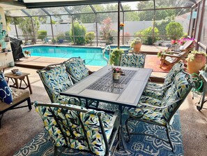 Outdoor dining table for guest use