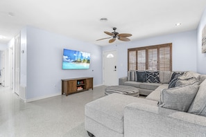 Living Room with 65" Roku TV