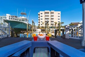 Lower Level Patio ~ Great Space for Entertaining! (2) Adirondack Chairs overlooking the Boat Slip