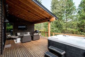 The back deck is perfectly set up for the ultimate relaxation