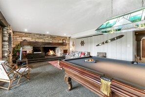 Lower level rec room with pool table