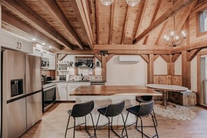 Indoors, Hardwood, Stained Wood, Microwave, Dining Table